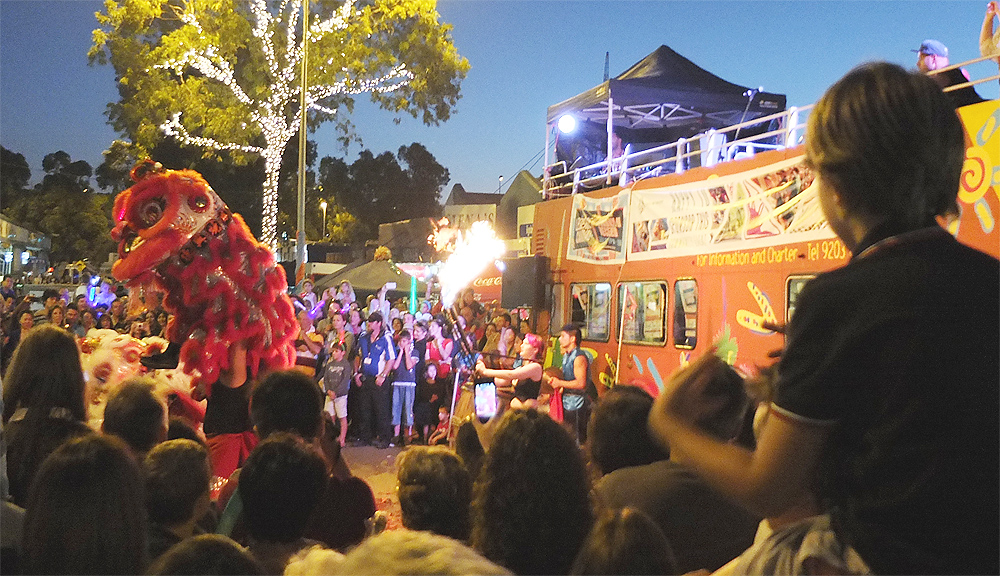 leederville-lion dance flame thrower